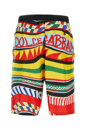 DOLCE & GABBANA Satin Printed Bermuda Shorts for Men