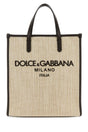 DOLCE & GABBANA Mini Sand Canvas Shopping Handbag