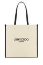 JIMMY CHOO Ivory Canvas N/S Tote Handbag - Stylish Everyday Essential (31cm x 33cm)