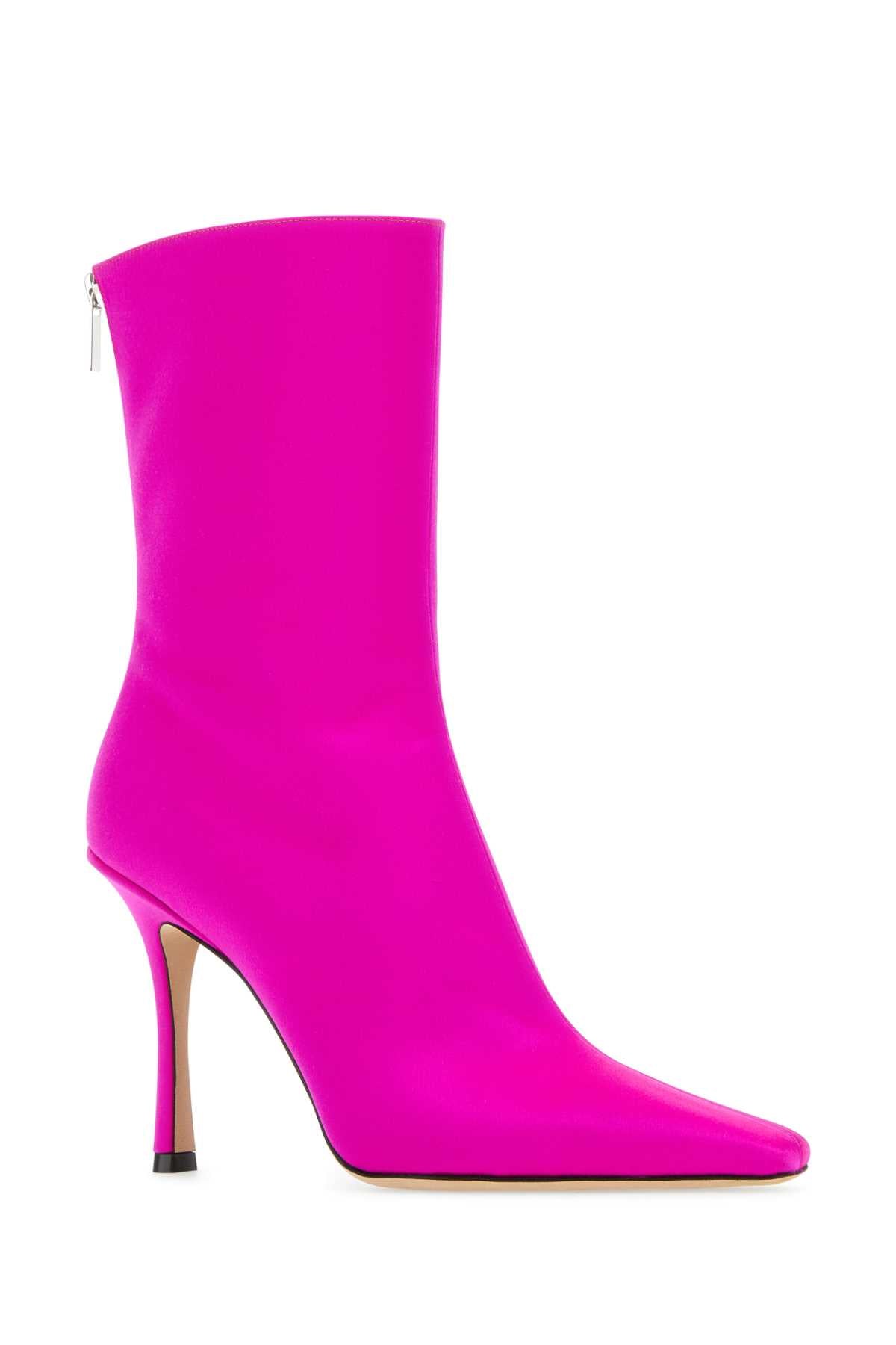 JIMMY CHOO Stylish Satin Ankle Boots with 11 cm Heel Height