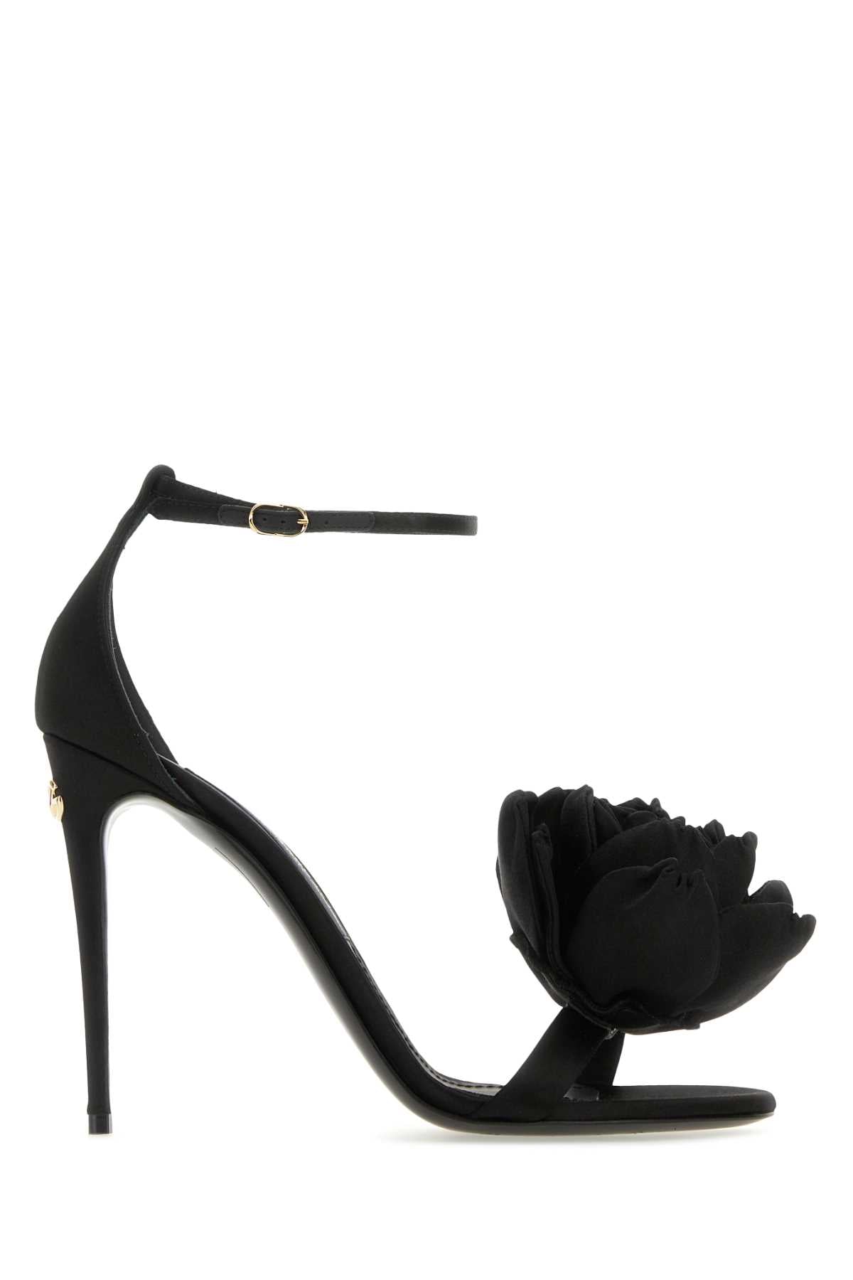 DOLCE & GABBANA Elegant Black Satin Keira Sandals with 10.5 cm Heel