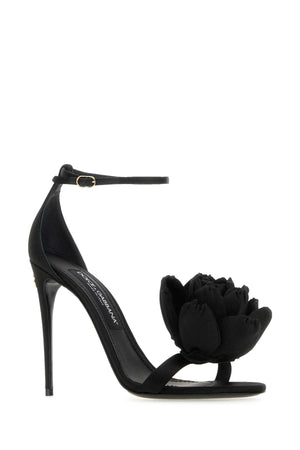 DOLCE & GABBANA Elegant Black Satin Keira Sandals with 10.5 cm Heel