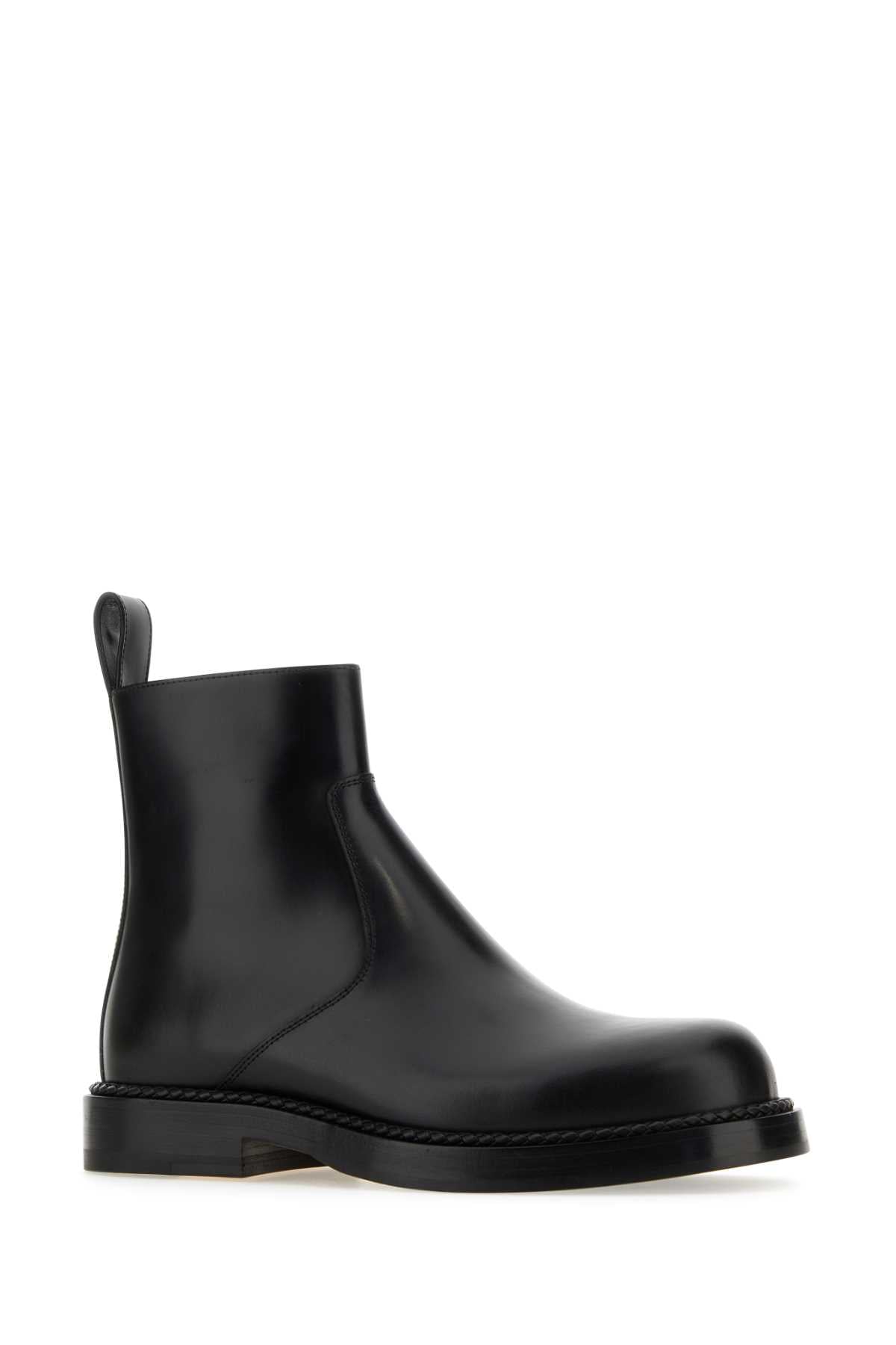 BOTTEGA VENETA Black Leather Strut Ankle Boots