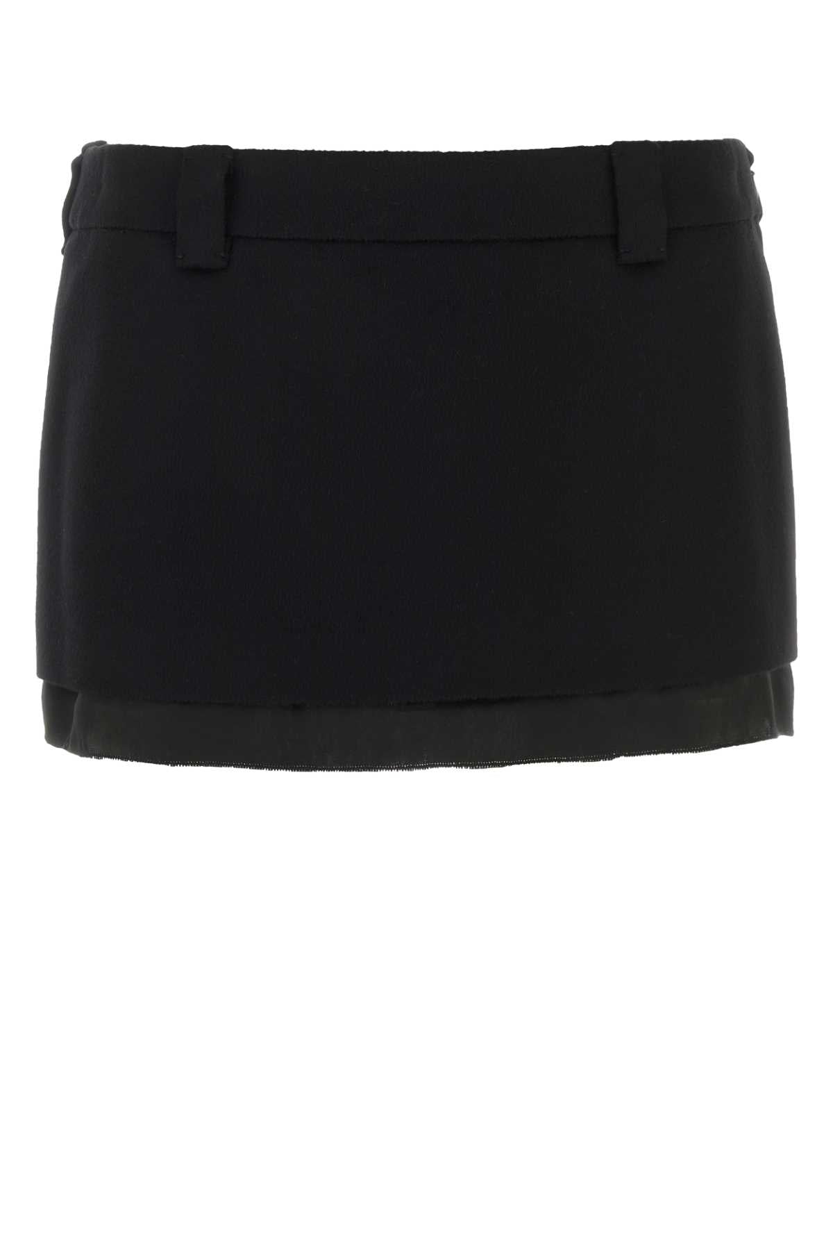 MIU MIU Chic Black Wool Blend Mini Skirt for Women