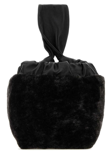 JIL SANDER Mini Black Shearling Clutch