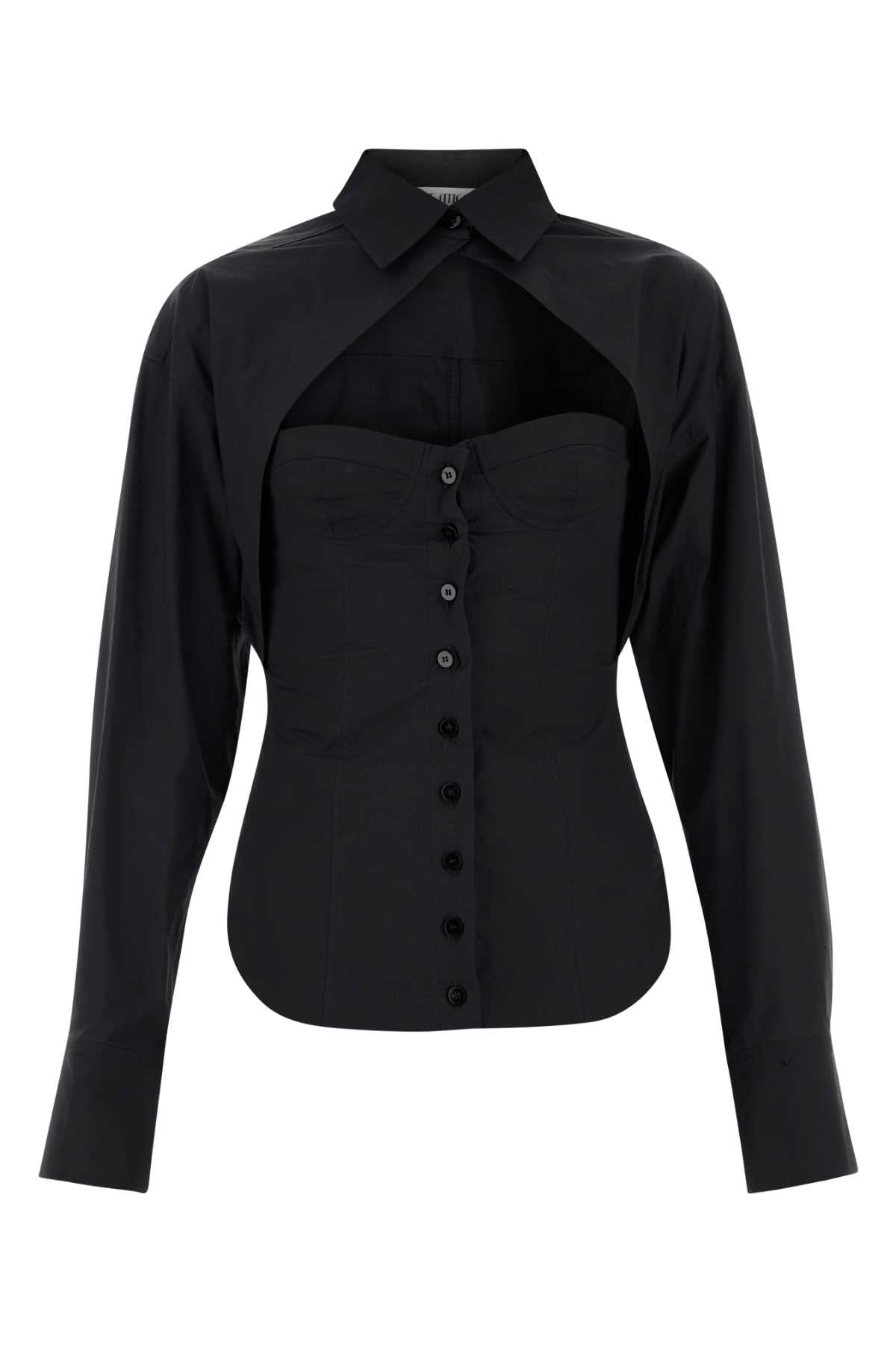 THE ATTICO Chic Black Poplin Shirt