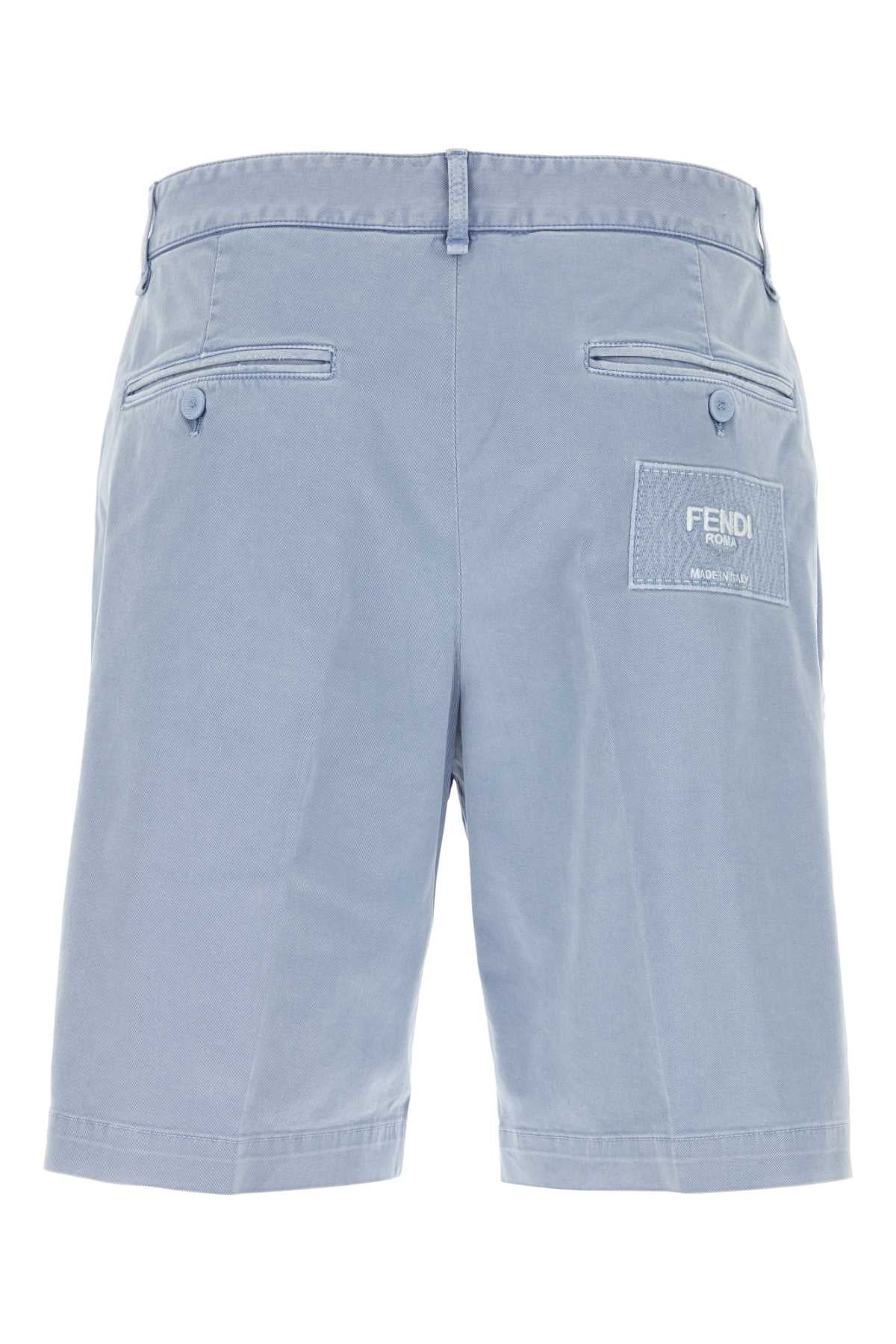 FENDI Stretch Cotton Bermuda Shorts for Summer 2024 - Light Blue