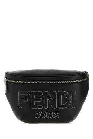 FENDI Sleek Black Fabric Belt Handbag - 35 cm Wide