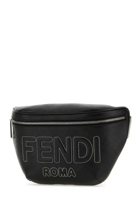 FENDI Sleek Black Fabric Belt Handbag - 35 cm Wide