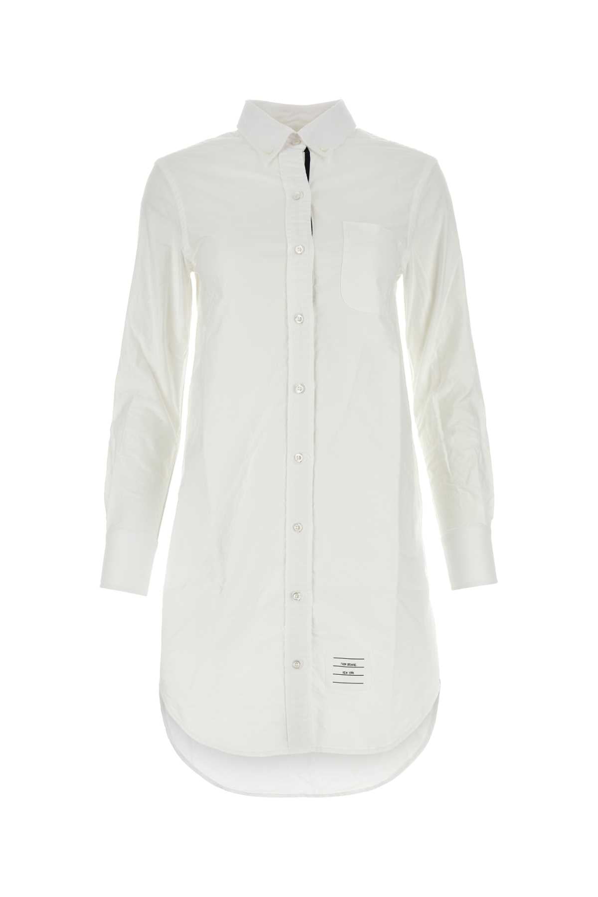 THOM BROWNE Chic White Oxford Shirt Dress for Women