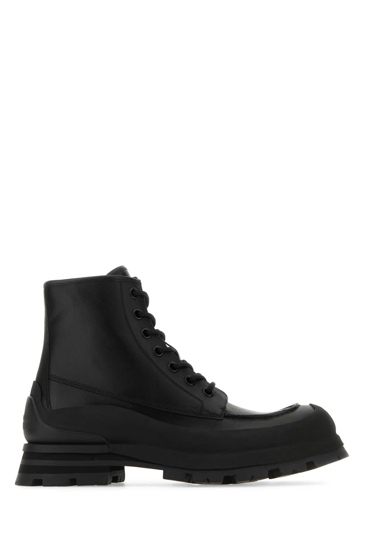 ALEXANDER MCQUEEN Men's Black Leather Wander Ankle Boots