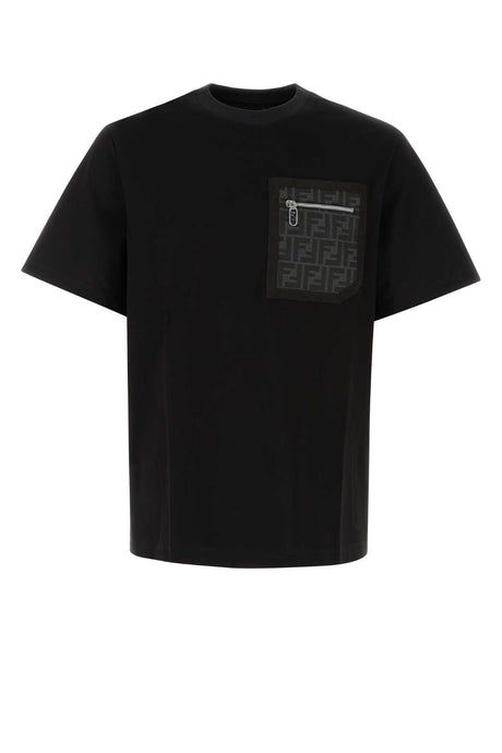 FENDI Essential Black Cotton T-Shirt for Men