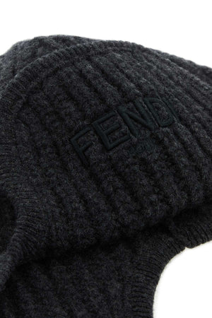 FENDI Graphite Wool Beanie Hat for Men