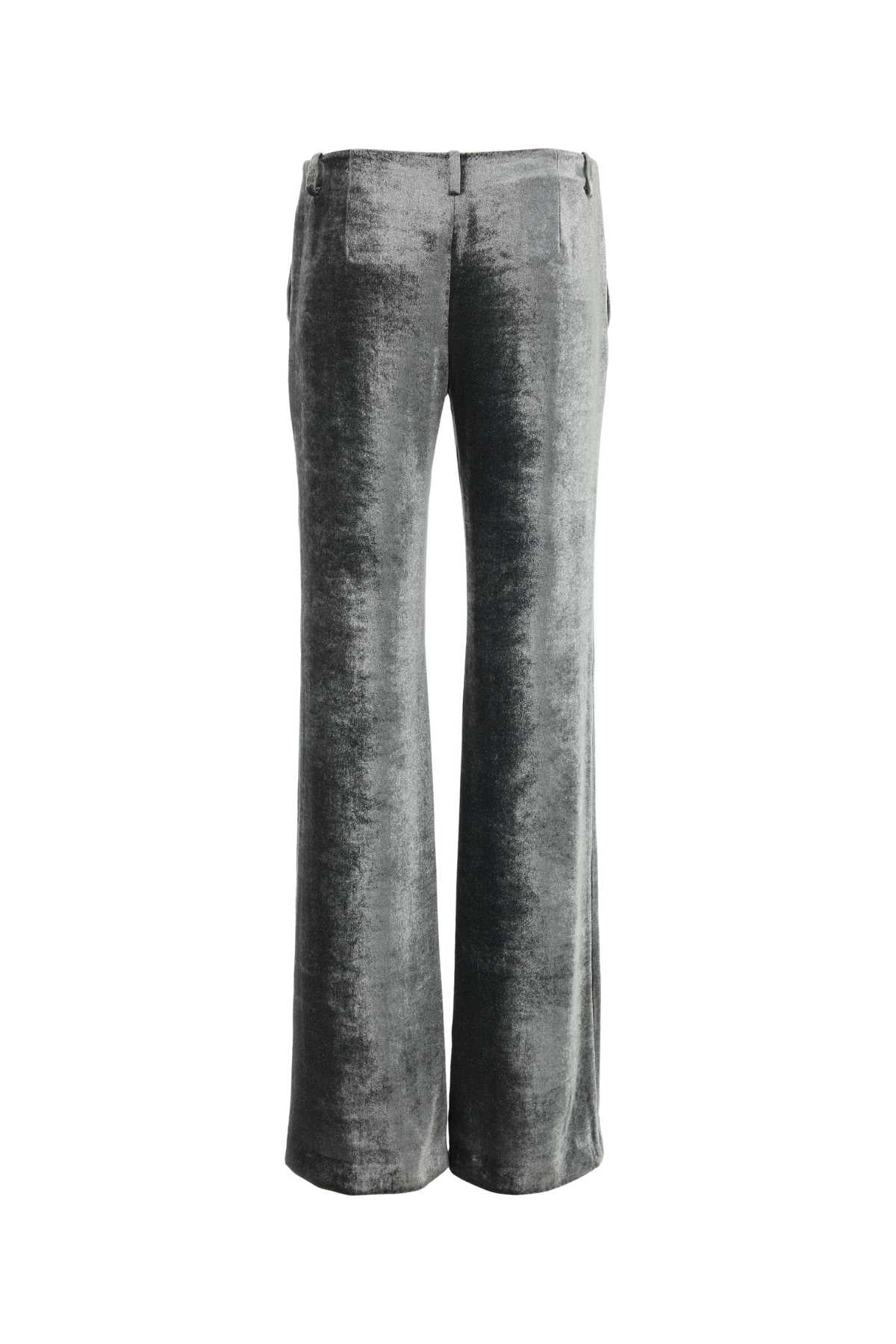 ALBERTA FERRETTI Silver Velvet Wide-Leg Pants