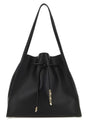 LANVIN Elegant Black Leather Sequence Shopping Handbag - 35.5 cm Wide