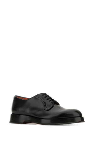 SANTONI Classic Black Lace-Up Shoes for Men