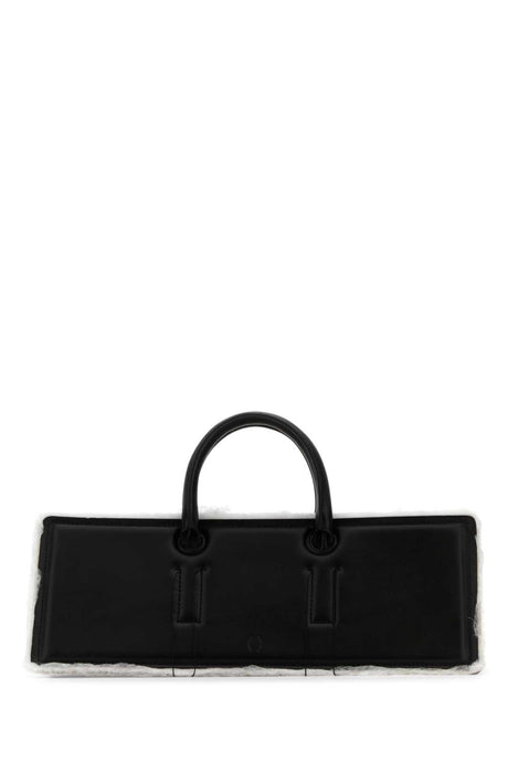 DENTRO Chic Black Leather Otto Handbag - 40 cm Width