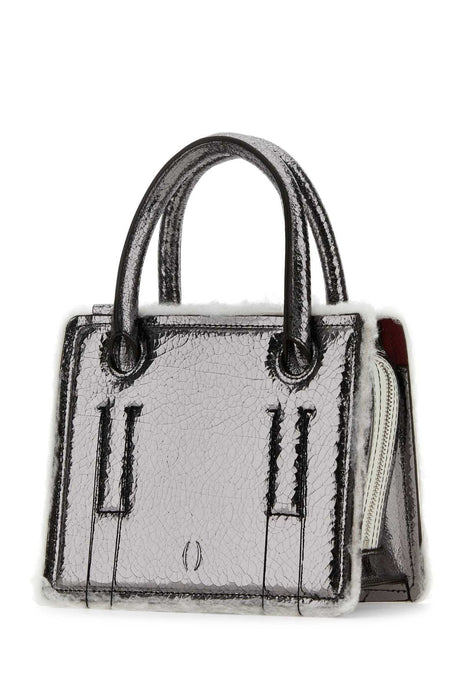 DENTRO Mini Leather Handbag with Silver Finishing