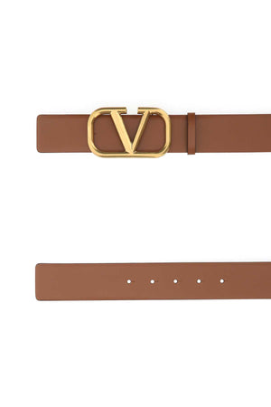 VALENTINO GARAVANI Classic Brown Leather VLogo Belt - 4 cm Width