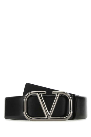 VALENTINO GARAVANI Signature Black Leather Belt - 4 cm Height