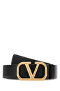 VALENTINO GARAVANI Signature Black Leather VLogo Belt - 3 cm