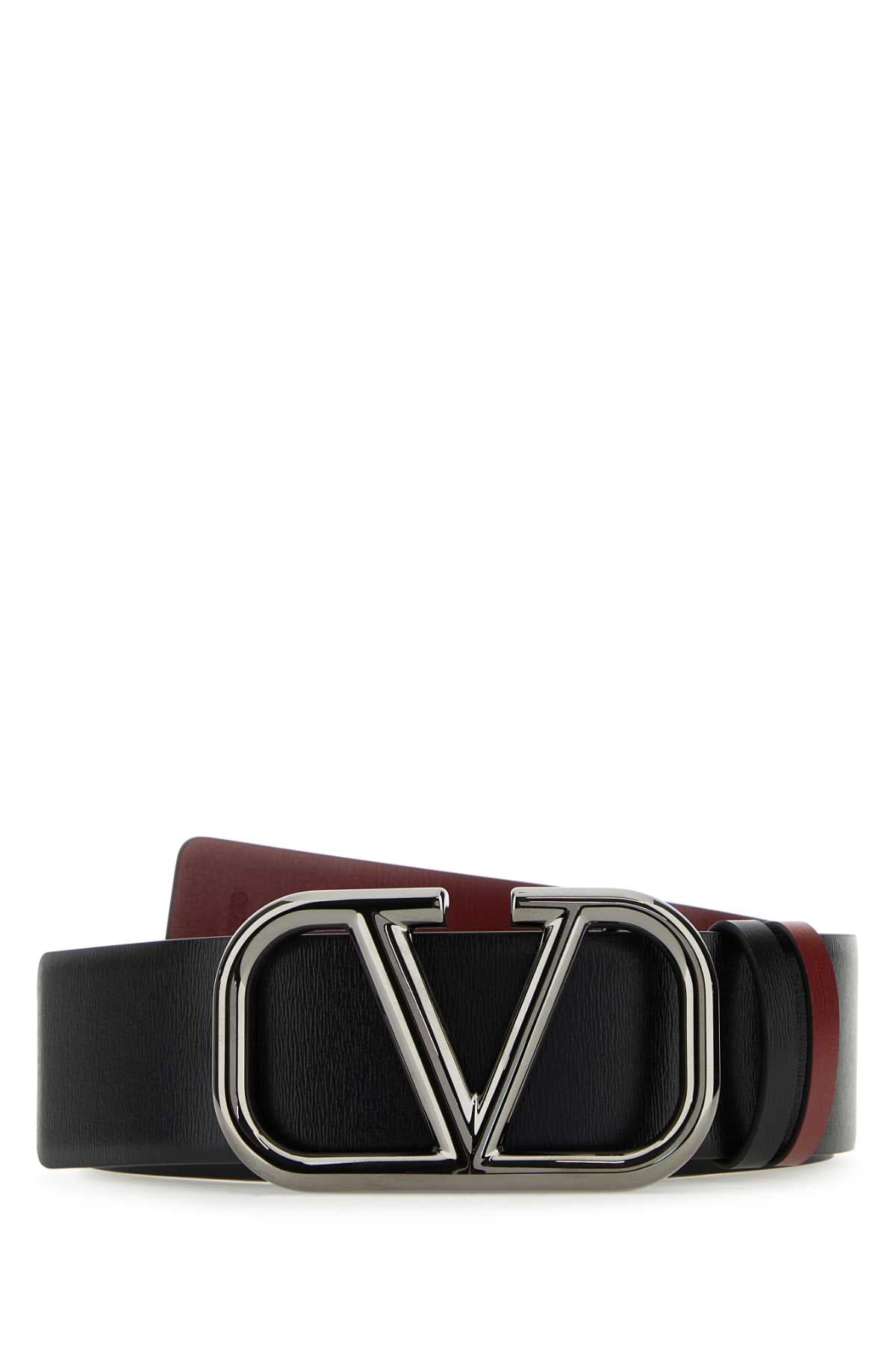 VALENTINO GARAVANI Leather VLogo Signature Belt - Height: 4 cm