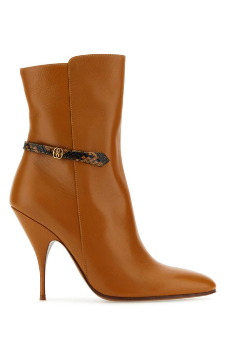 BALLY Elegant Caramel Leather Ankle Boots - 10 cm Heel Height