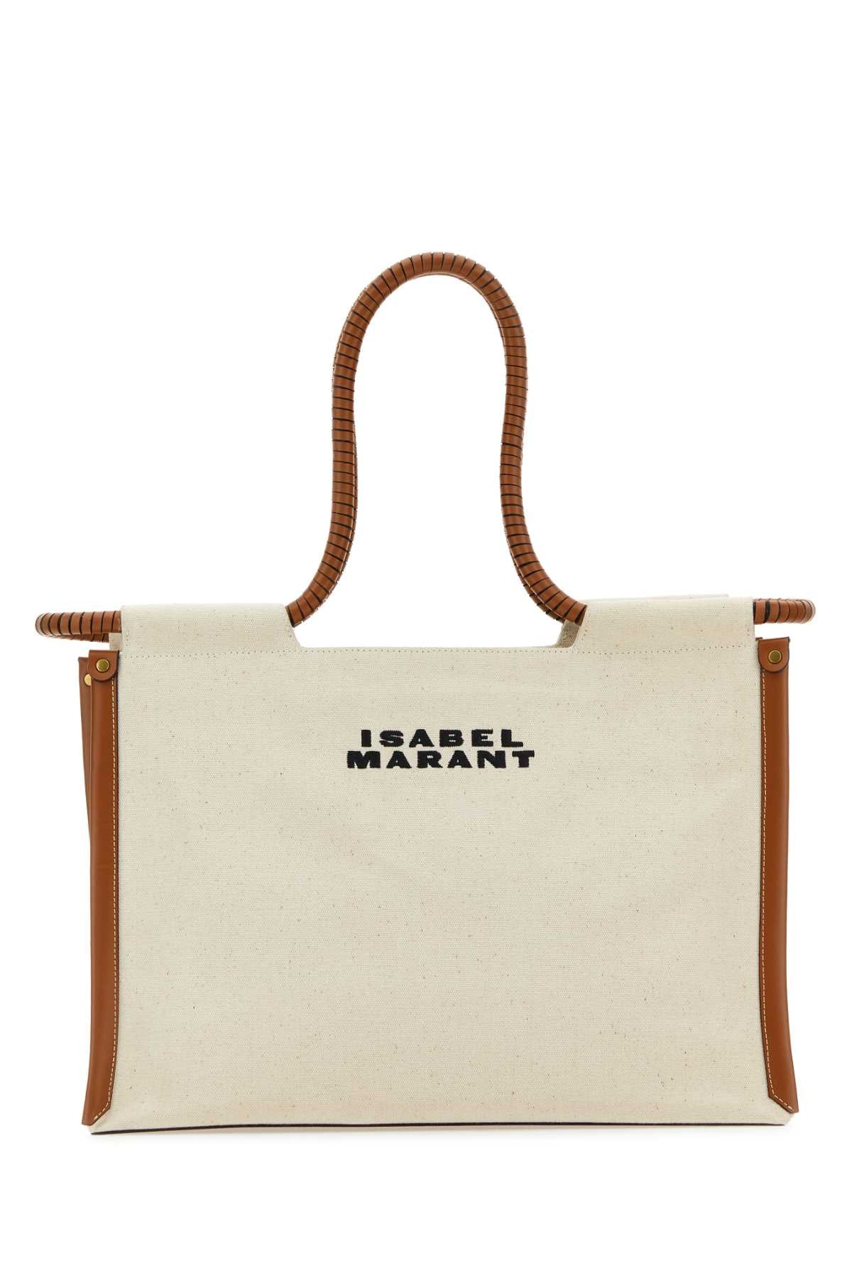 ISABEL MARANT Toledo Melange Ivory Canvas Shopping Handbag - 38cm x 25cm x 11cm