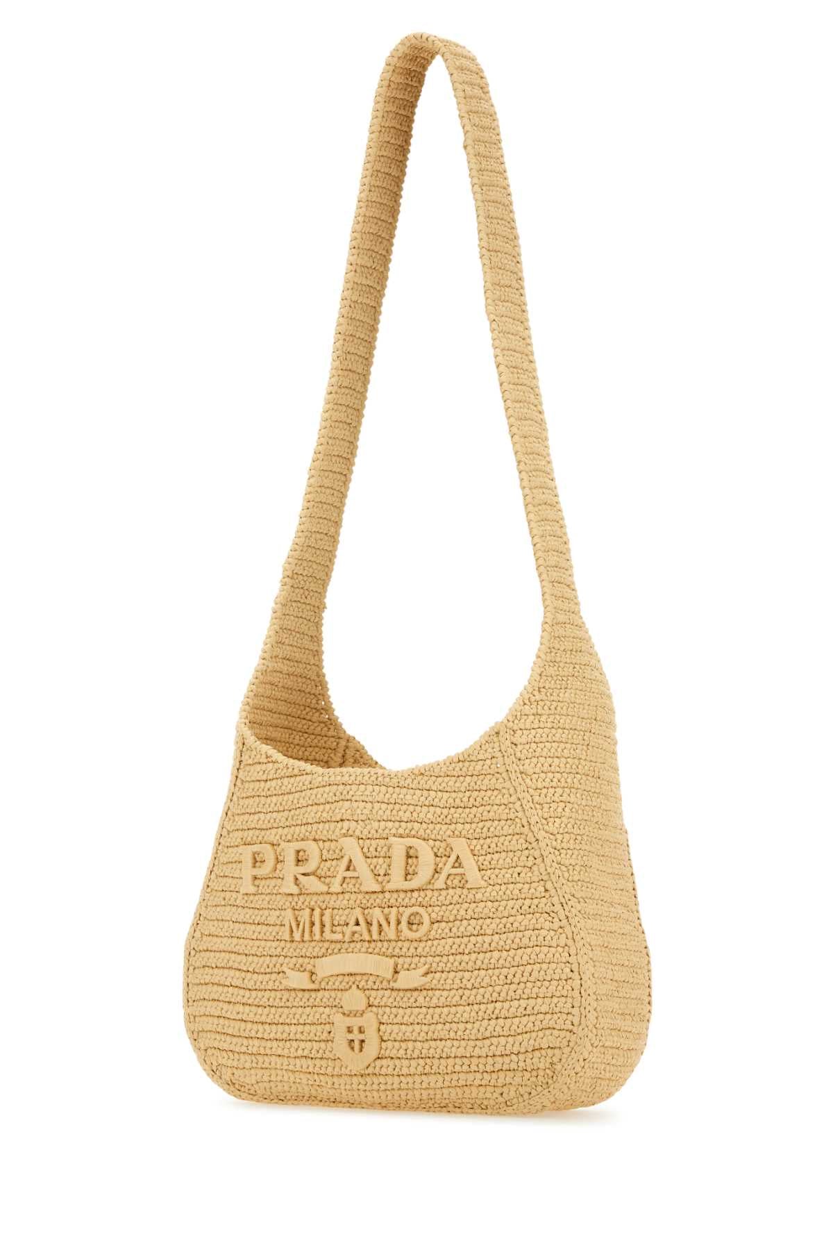 PRADA Sophisticated Raffia Shoulder Handbag - 28 cm x 21 cm x 8 cm