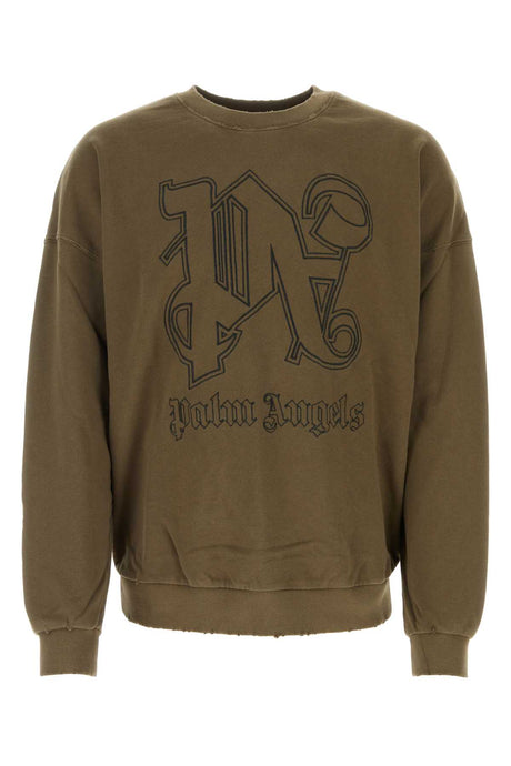 PALM ANGELS Oversized Cotton Sweatshirt in Mud Color