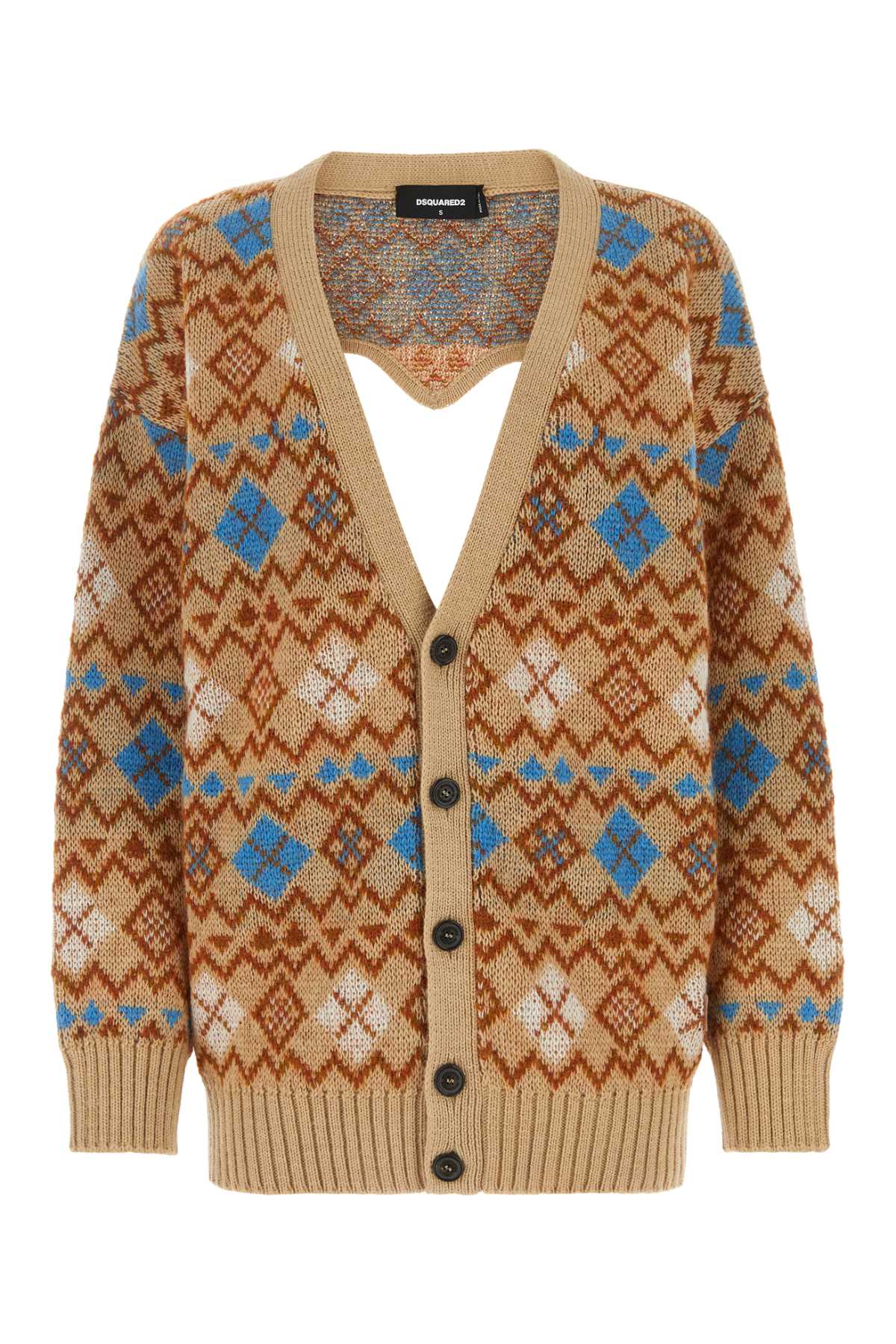 DSQUARED Embroidered Wool Blend Cardigan