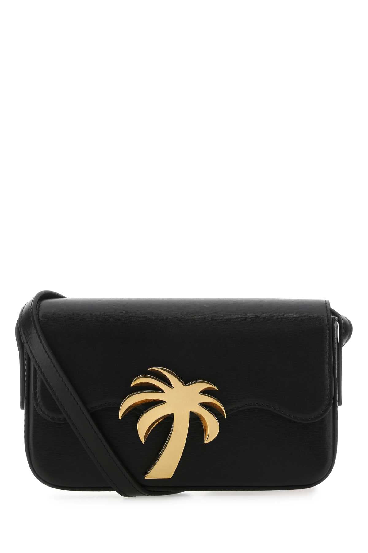 PALM ANGELS Mini Black Leather Crossbody Handbag