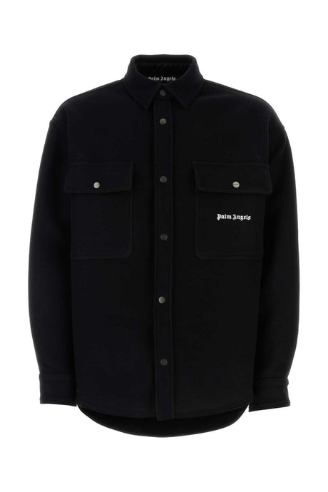 PALM ANGELS Chic Black Virgin Wool Shirt for Men