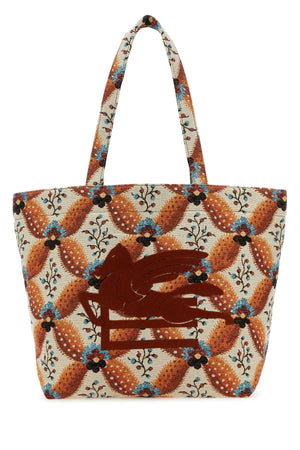 ETRO Floral Embroidered Medium Soft Trotter Shopping Handbag (36 cm x 38 cm x 22 cm)