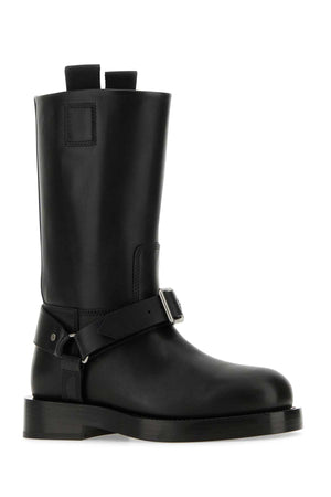 BURBERRY Elegant Black Leather Saddle Boots for Women