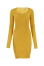 BURBERRY Chic Mustard Stretch Wool Blend Mini Dress