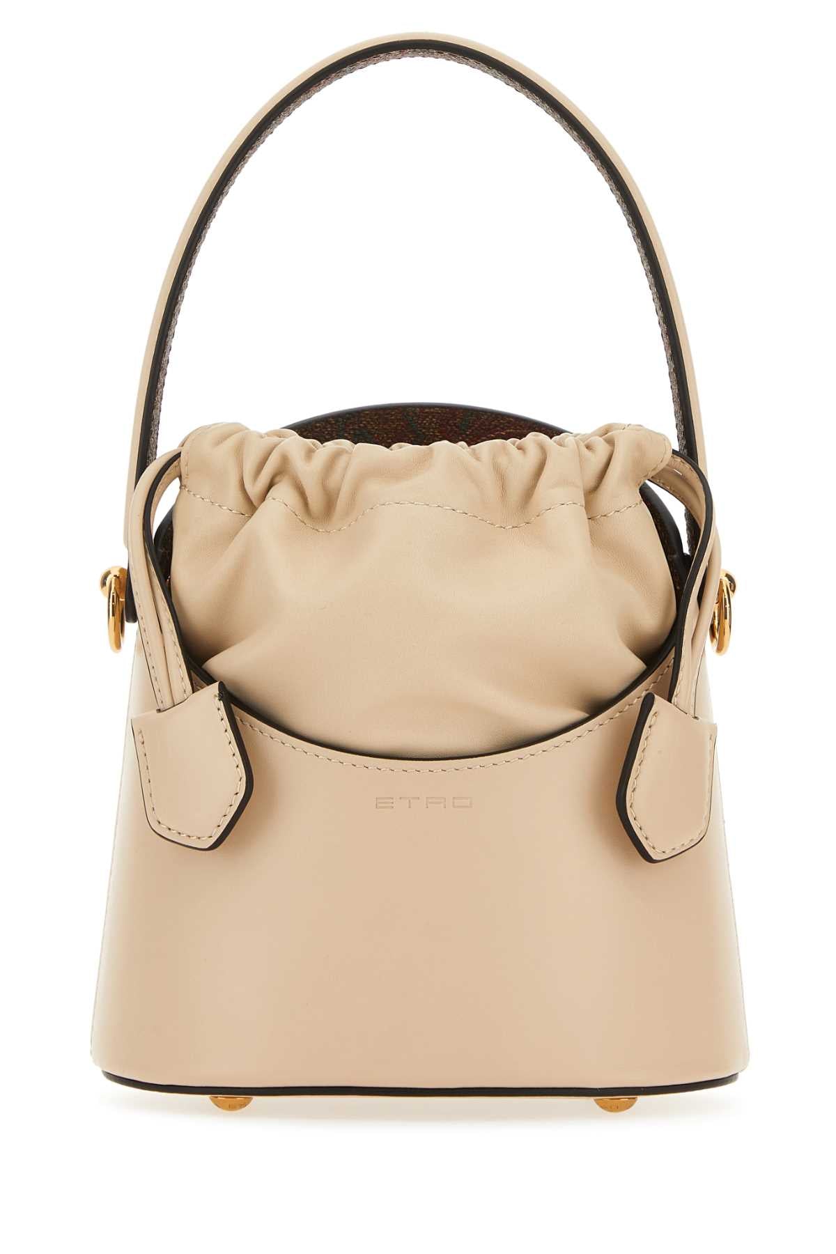 ETRO Ivory Leather Mini Bucket Handbag