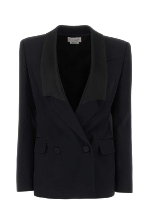 ALEXANDER MCQUEEN Elegant Black Twill Blazer for Women