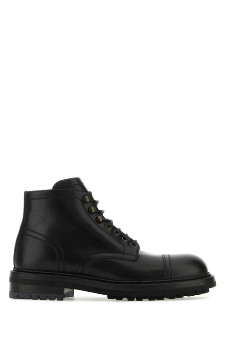 DOLCE & GABBANA Re-Edition Black Leather Ankle Boots