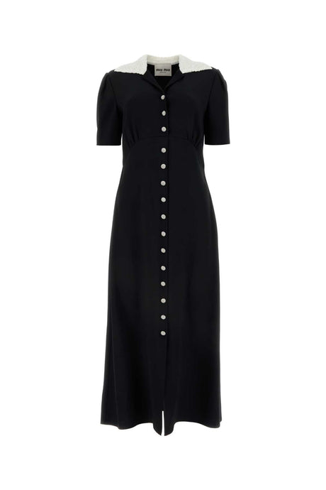 MIU MIU Chic Black Crepe Shirt Dress