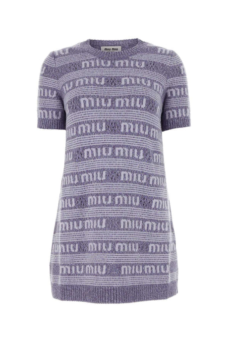 MIU MIU Chic Embroidered Wool Blend Mini Sweater Dress