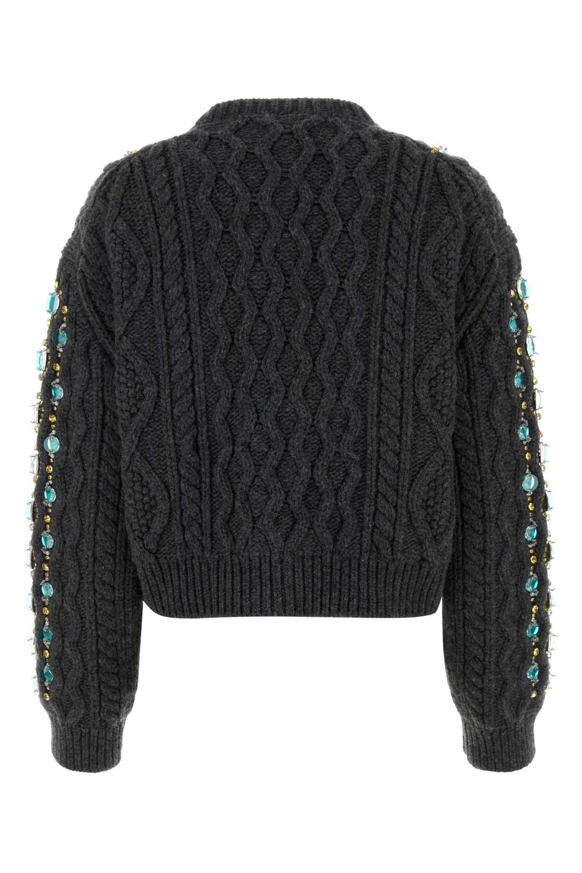 MIU MIU Anthracite Wool Cardigan for Women