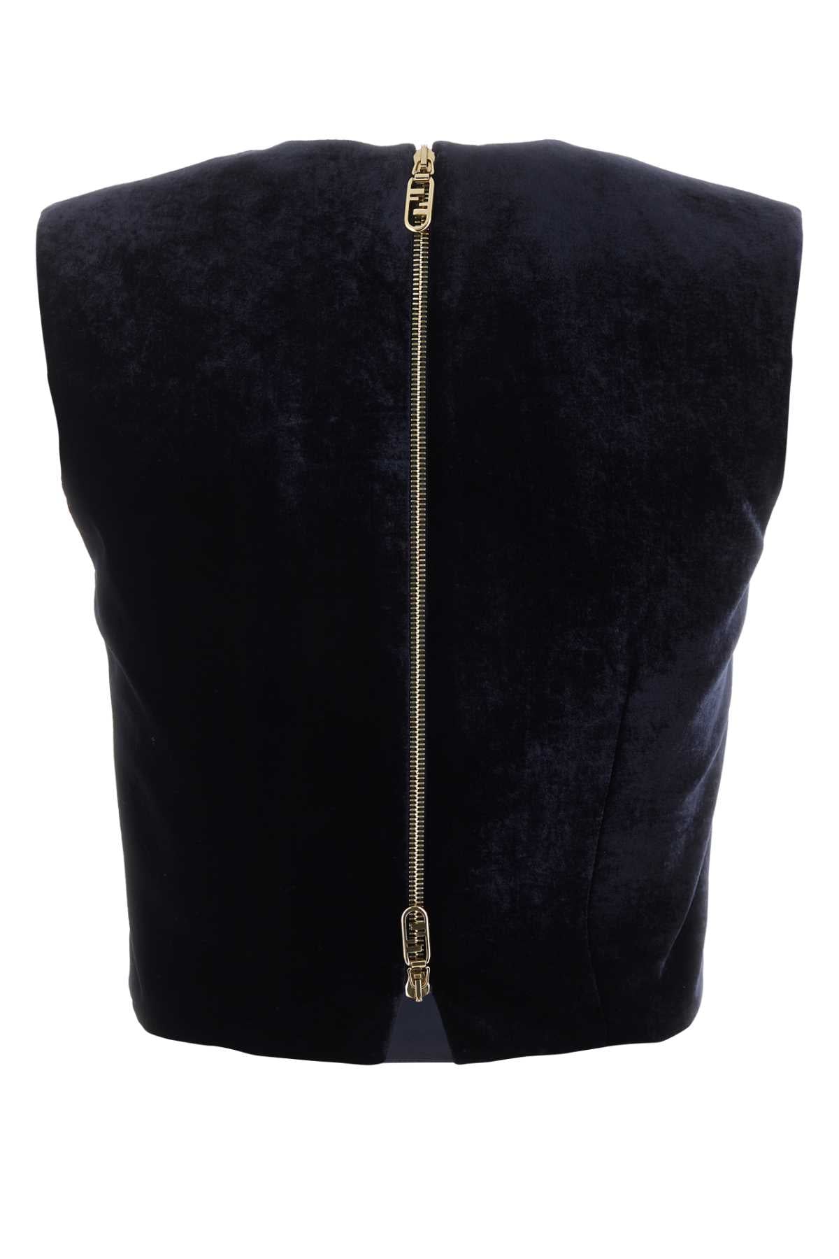 FENDI Midnight Blue Velvet Top for Women - Elegant Design