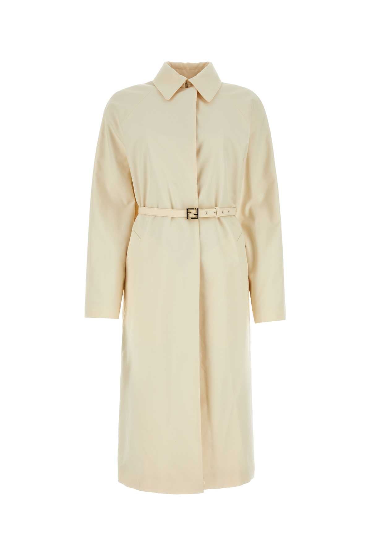 FENDI Ivory Polyester Blend Overcoat