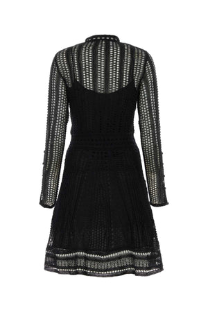 CHLOE Elegant Black Linen Blend Mini Dress