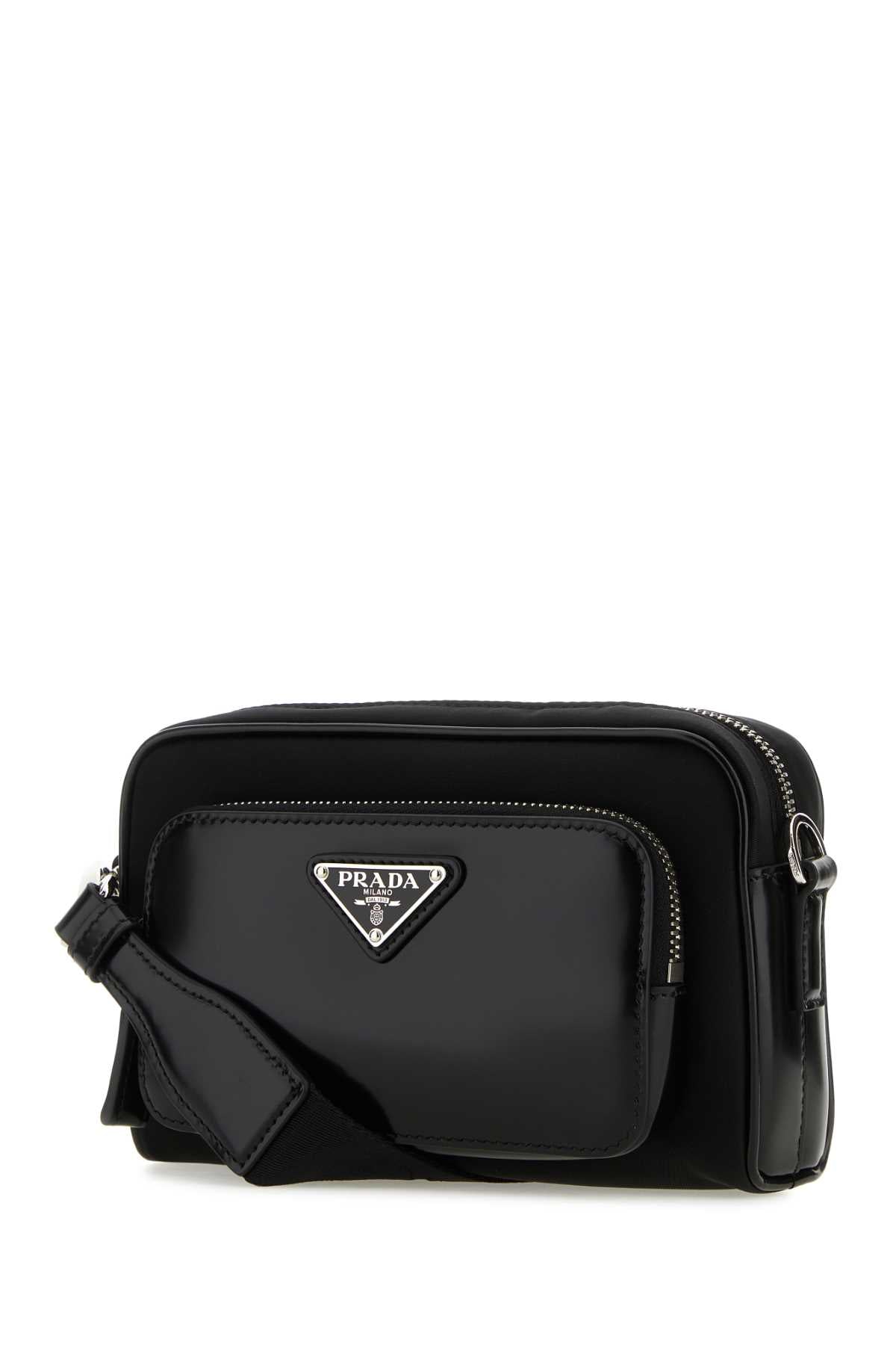 PRADA Mini Re-Nylon and Leather Crossbody Handbag