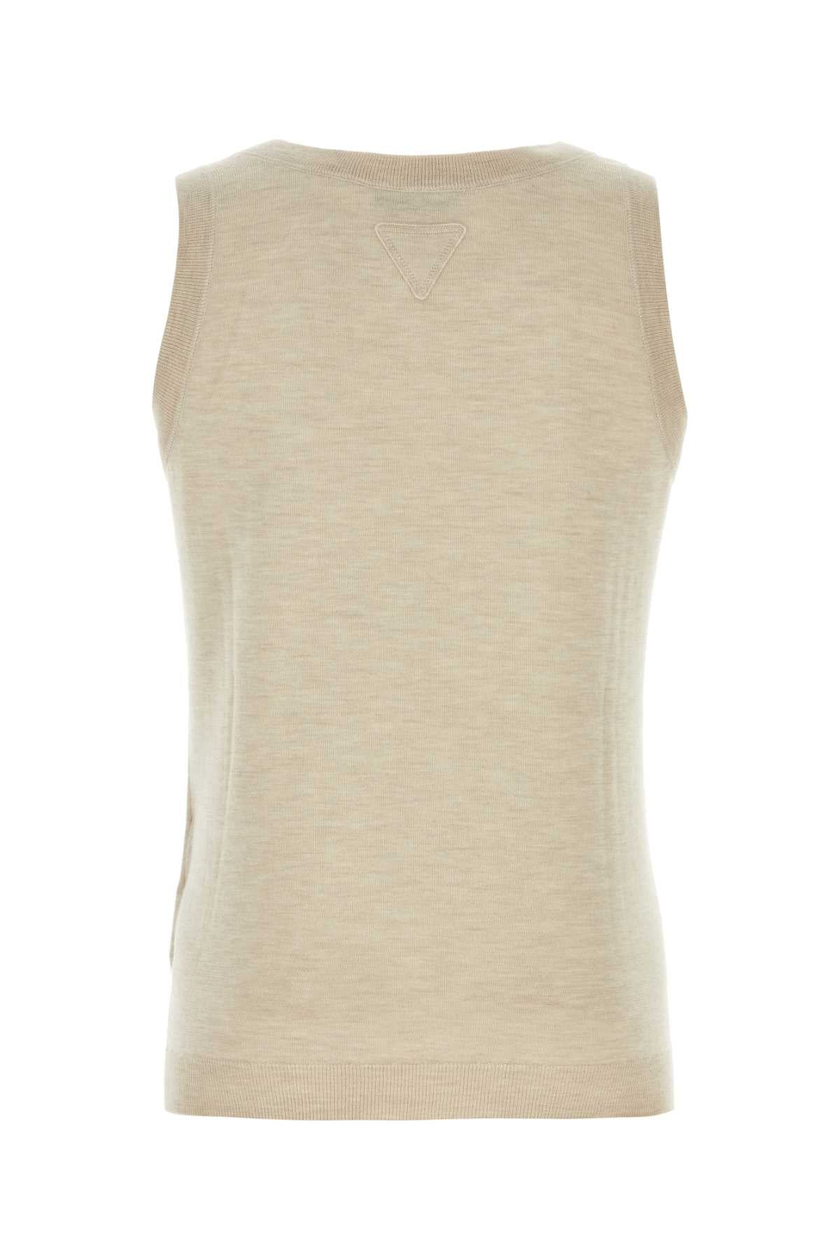 PRADA Melange Sand Cashmere Tank Top for Men