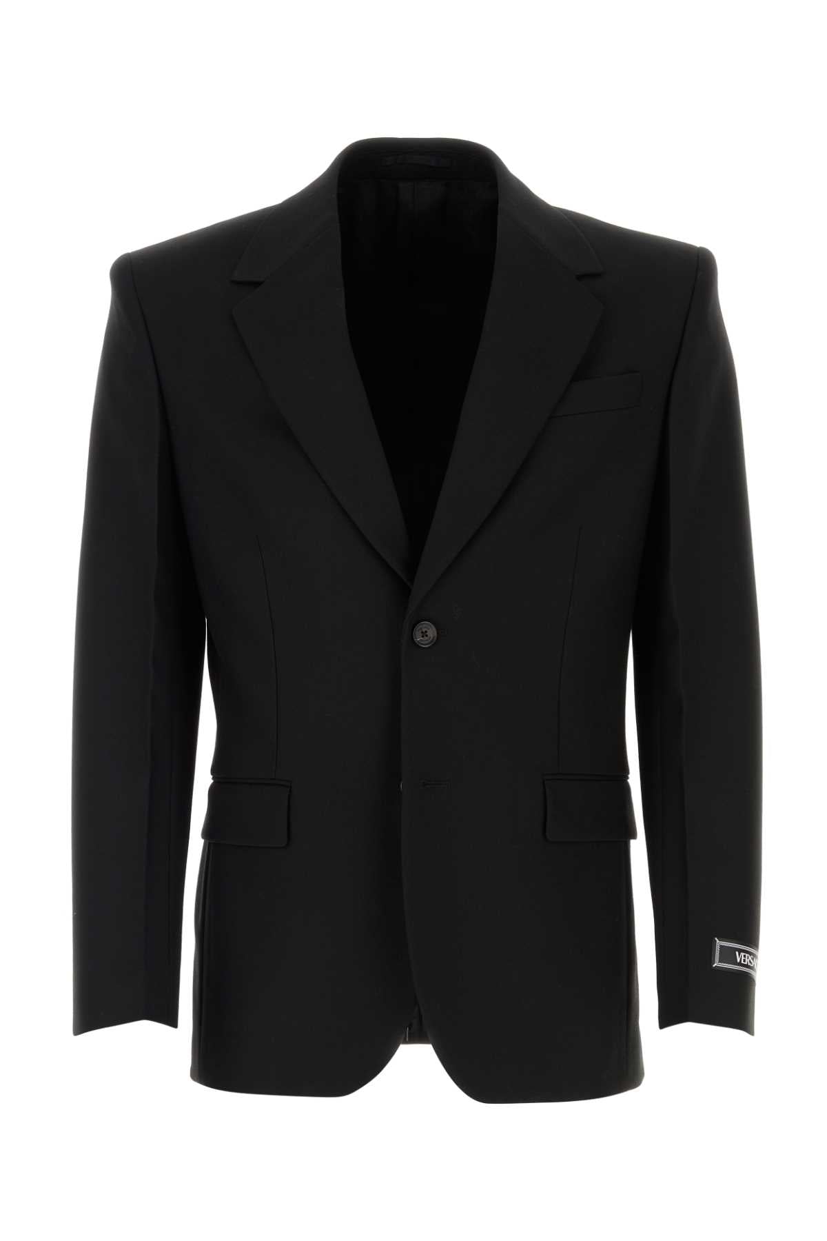 VERSACE Classic Black Virgin Wool Blazer for Men