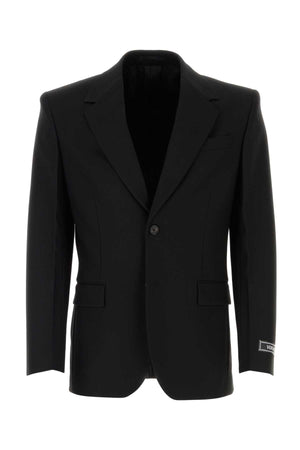 VERSACE Classic Black Virgin Wool Blazer for Men