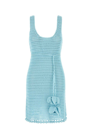 BURBERRY Chic Light Blue Crochet Mini Dress